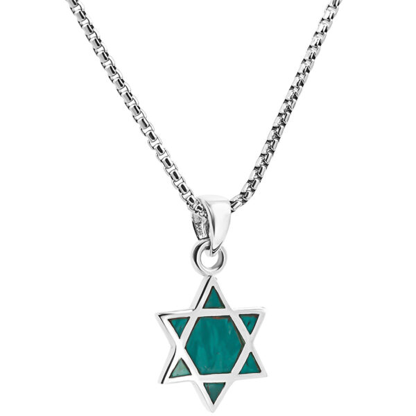 'Star of David' Solomon Stone Sterling Silver Necklace - Made in Israel (with chain)