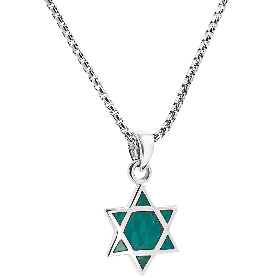 ‘Star of David’ Solomon Stone Sterling Silver Necklace – Made in Israel (with chain)
