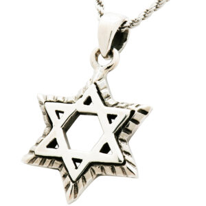 Star of David' Silver Oxidized 'Starburst' design Pendant - Made in Israel