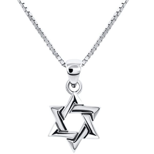 'Star of David' Silver Pendant - Made in Israel - Interwoven (with chain)