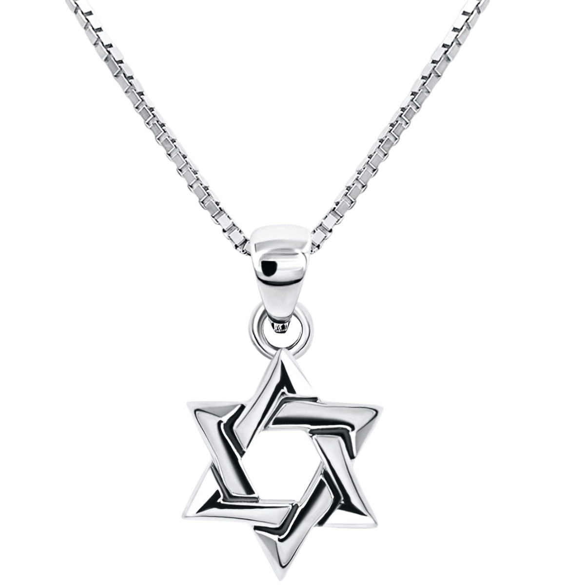 ‘Star of David’ Silver Pendant – Made in Israel – Interwoven (with chain)