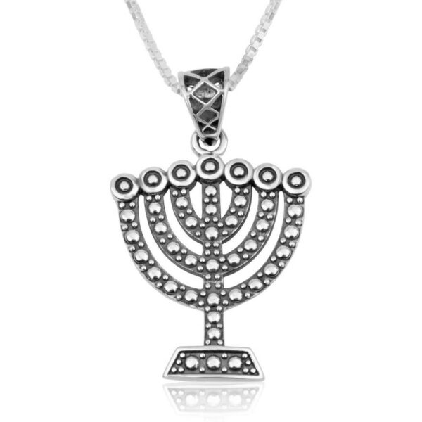 Menorah Necklace in Sterling Silver - Made in Israel by 'Marina'