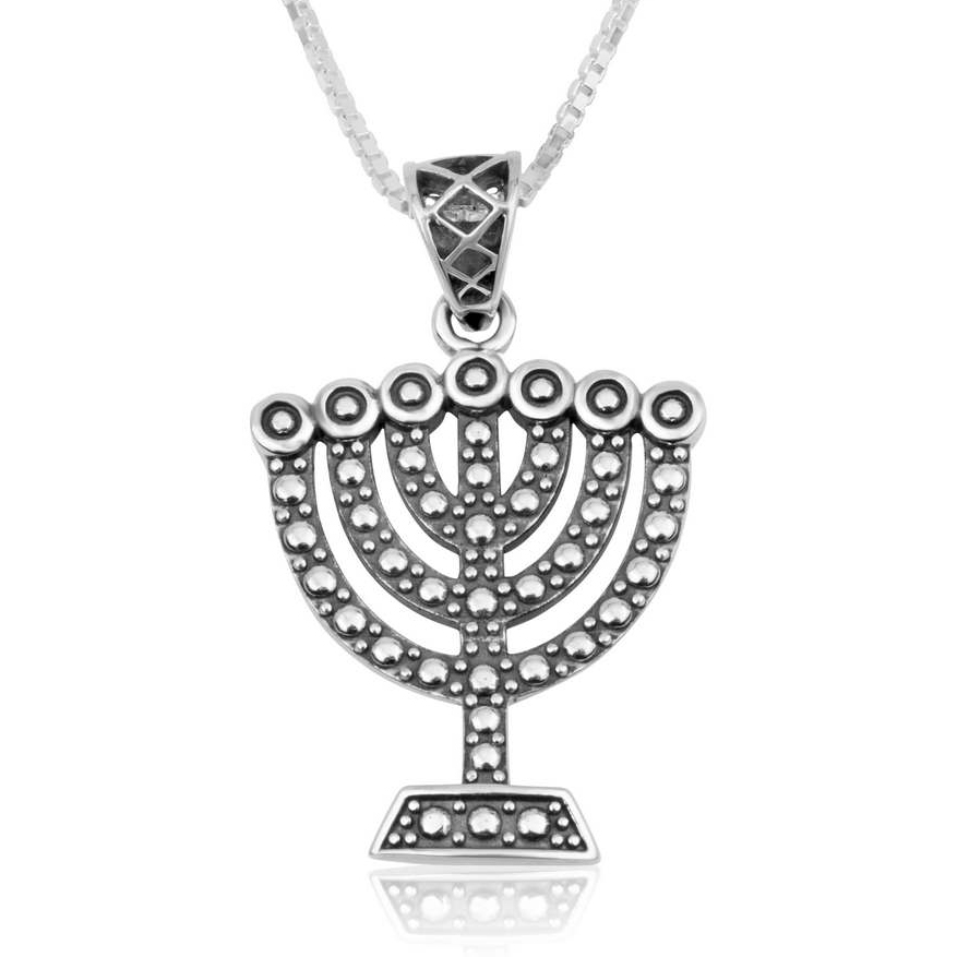Menorah Necklace in Sterling Silver - Made in Israel by 'Marina'