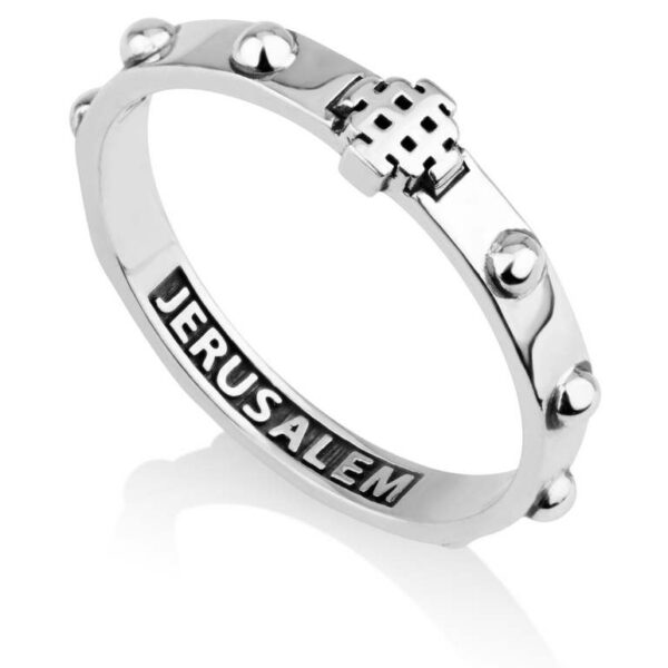 Sterling Silver 'Jerusalem Cross' Engraved Ring - Made in the Holy Land