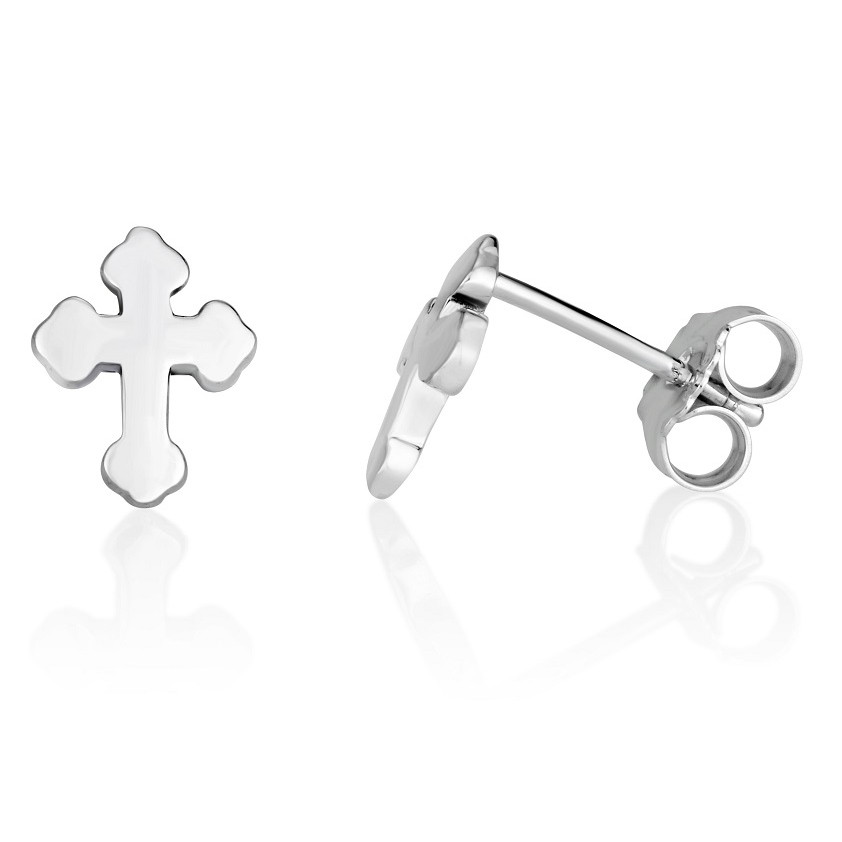 Sterling Silver Stud Cross Earrings - Made in Israel
