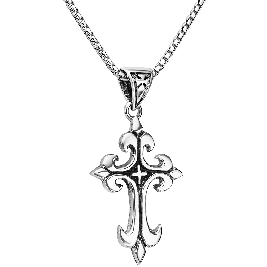 ✟ Sword of the Spirit Sterling Silver Cross Necklace (with chain)