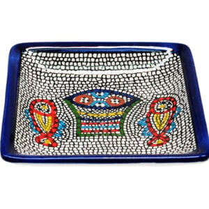Tabgha' Mosaic Armenian Ceramic Snack Dish from Jerusalem (angle)