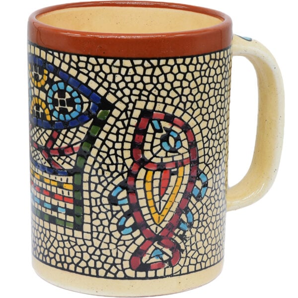 Armenian Ceramic Mug - Miracle of the Loaves Cup - Brown - 4"
