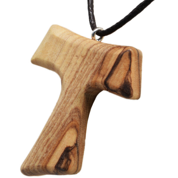 Olive Wood 'Tau Cross' Pendant - Made in the Holy Land