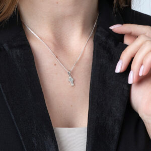 "The LORD Bless You and Keep You" Engraved Sterling Silver Cross Necklace (worn by model)