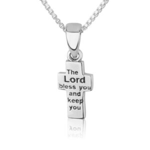 "The LORD Bless You and Keep You" Engraved Sterling Silver Cross Necklace