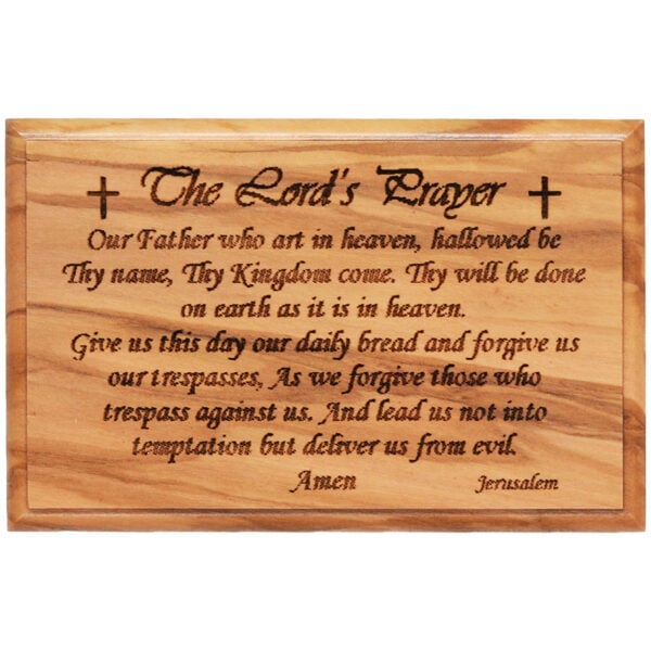 'The Lord's Prayer' Engraved Olive Wood Box - Made in Israel - 11cm (view from above)