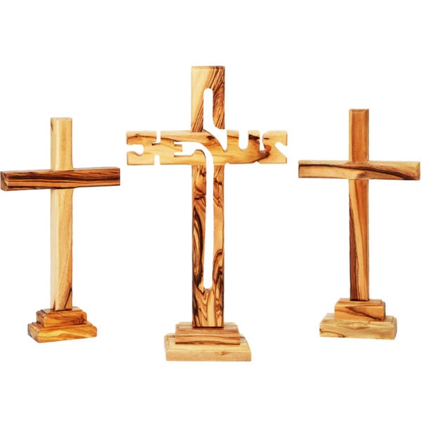 The Three Crosses on Calvary - 'Jesus Cross' Carved from Olive Wood