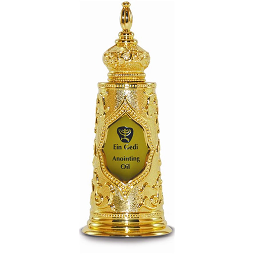 Gold Torah Scroll Bottle ‘Light of Jerusalem’ Anointing Oil from Israel