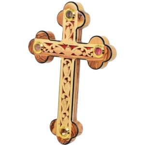 "The True Vine" Olive Wood Wall Cross with Incense - Made in Israel 9"