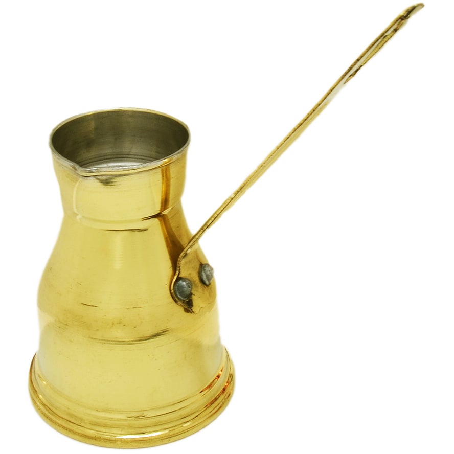 Turkish Coffee Pot – Copper with Handle from Jerusalem (front)