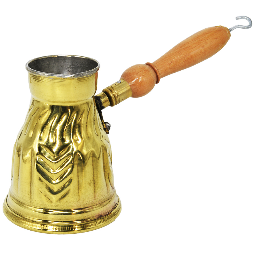 Turkish Coffee Pot – Decorated Brass Finish made in Jerusalem