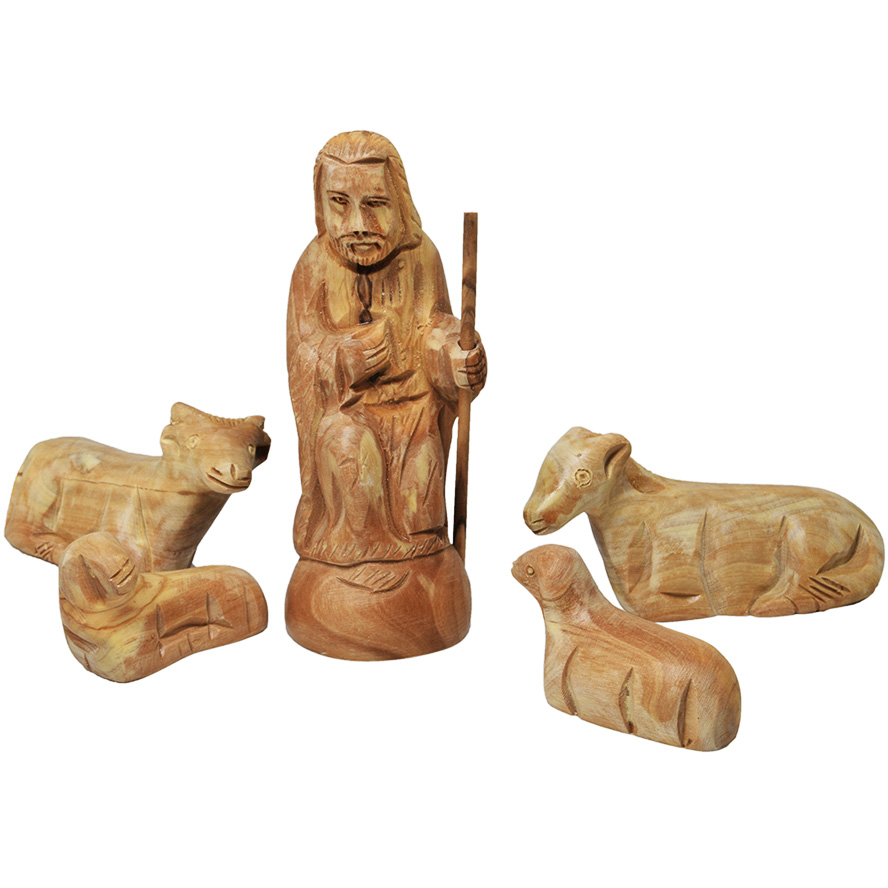 Nativity Creche Set ‘Shepherd and animals’ from Olive Wood – Made in Bethlehem