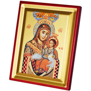 Virgin Mary & Baby Jesus - Byzantine Icon Replica - Silk Screen on Wood (Large)