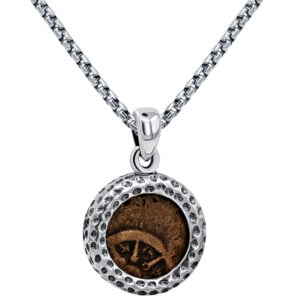 Widow's Mite in Hammered 925 Sterling Silver Round Pendant (with chain)