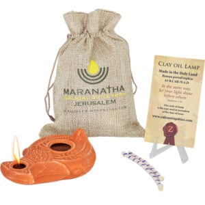 Wise Virgins 'MARANATHA' Clay Oil Lamp - Jesus Period in Sackcloth Bag