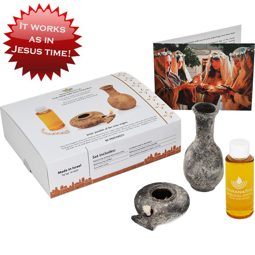Wise Virgins Clay Lamp, Filler & Jerusalem Oil – Boxed Gift Set (high shot)