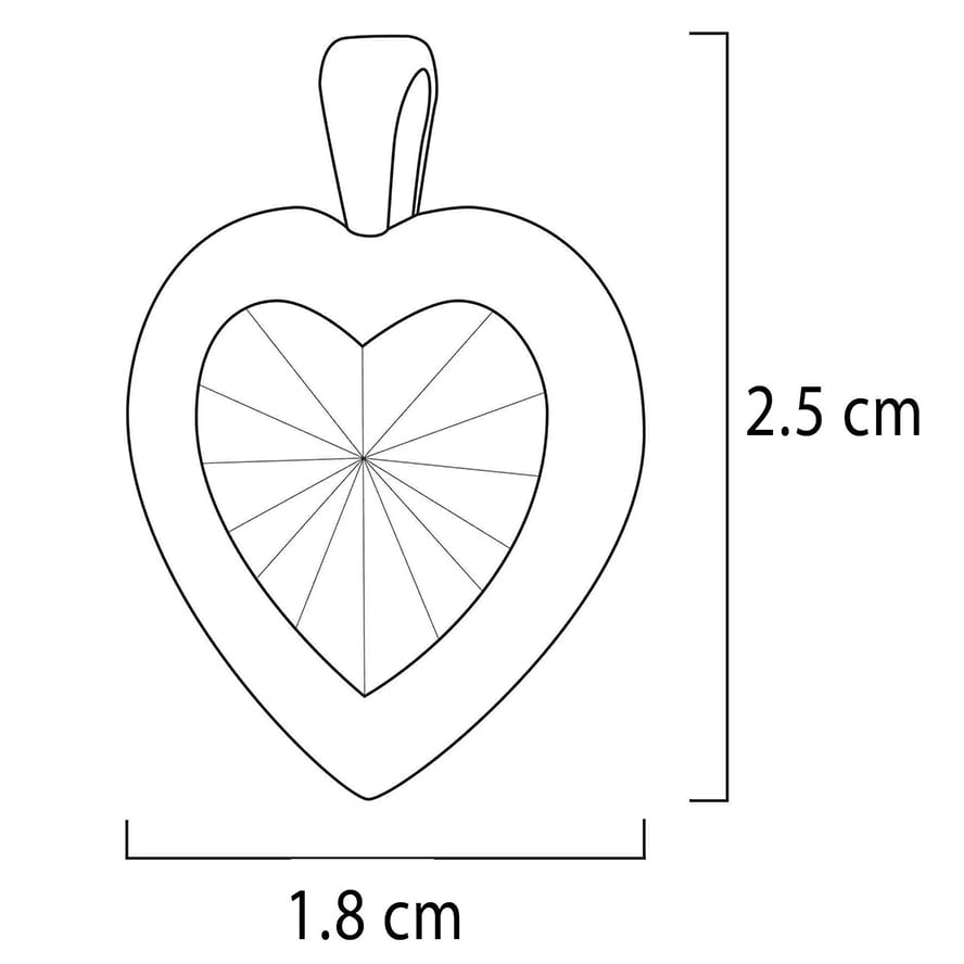 24k ‘Eshet Chayil’ Heart Necklace (dimensions)
