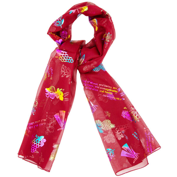 The "Seven Species" Scripture Scarf for Christian Women - Burgundy