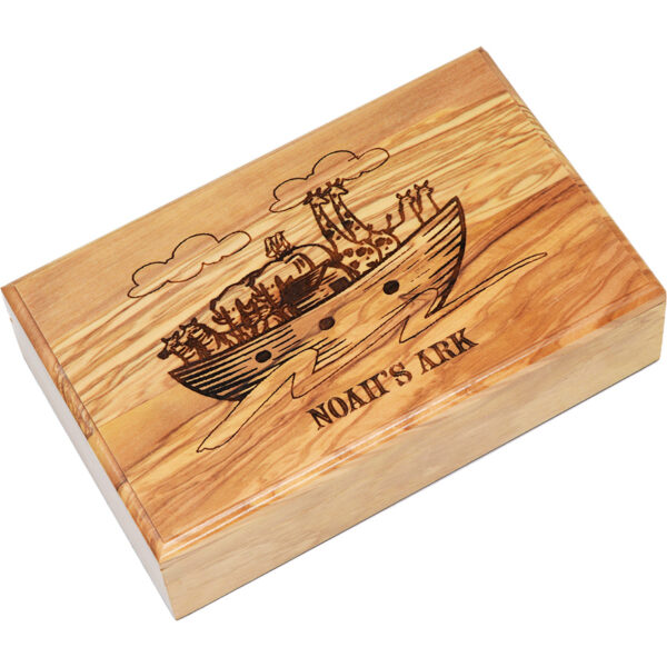 Noah's Ark Engraved Olive Wood Box - Made in Israel - 7"