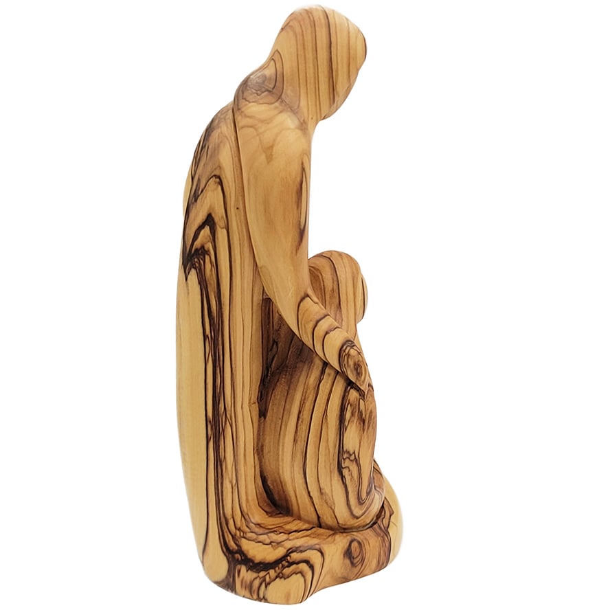 ‘Holy Family’ Statue – Faceless Olive Wood Carving from Bethlehem – back view