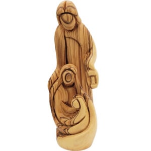 'Holy Family' Statue - Faceless Olive Wood Carving from Bethlehem - 8"