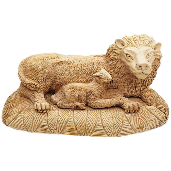 'The Lion and The Lamb' Olive Wood Biblical Ornament - 8"