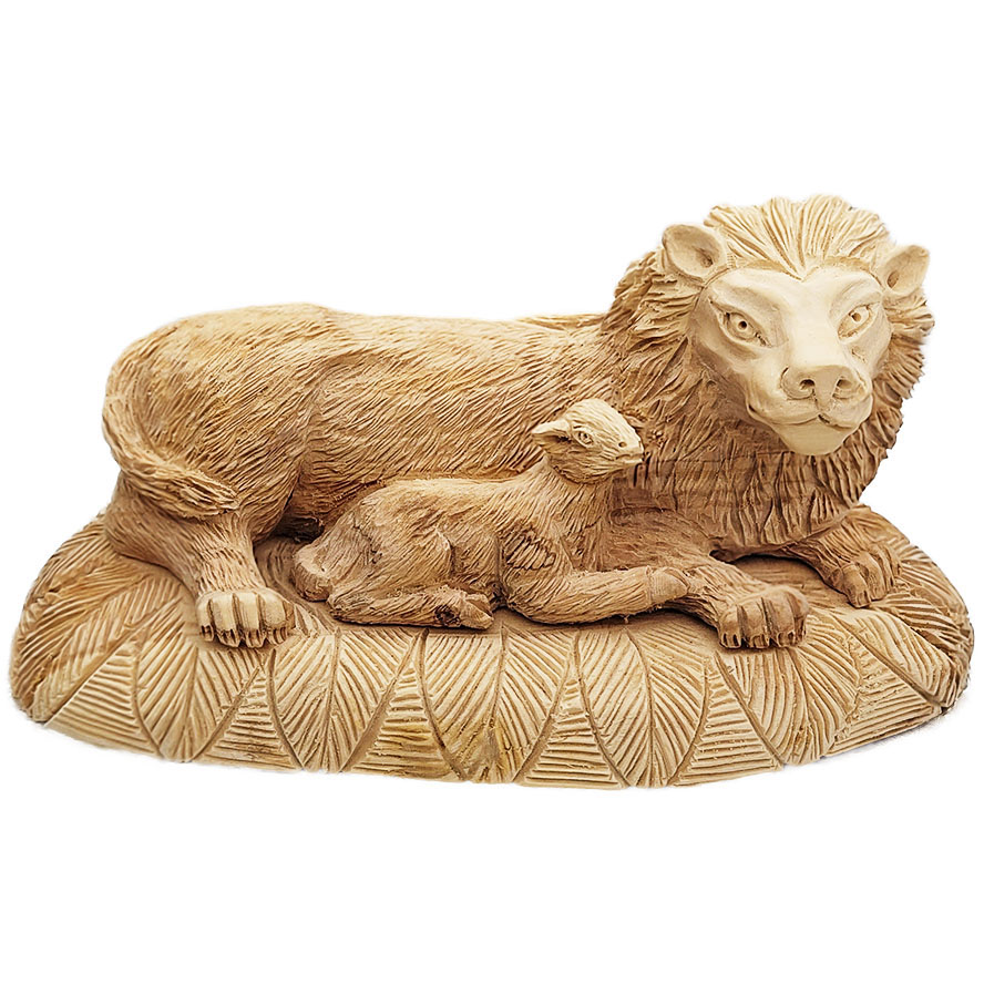 ‘The Lion and The Lamb’ Olive Wood Biblical Ornament – 8″