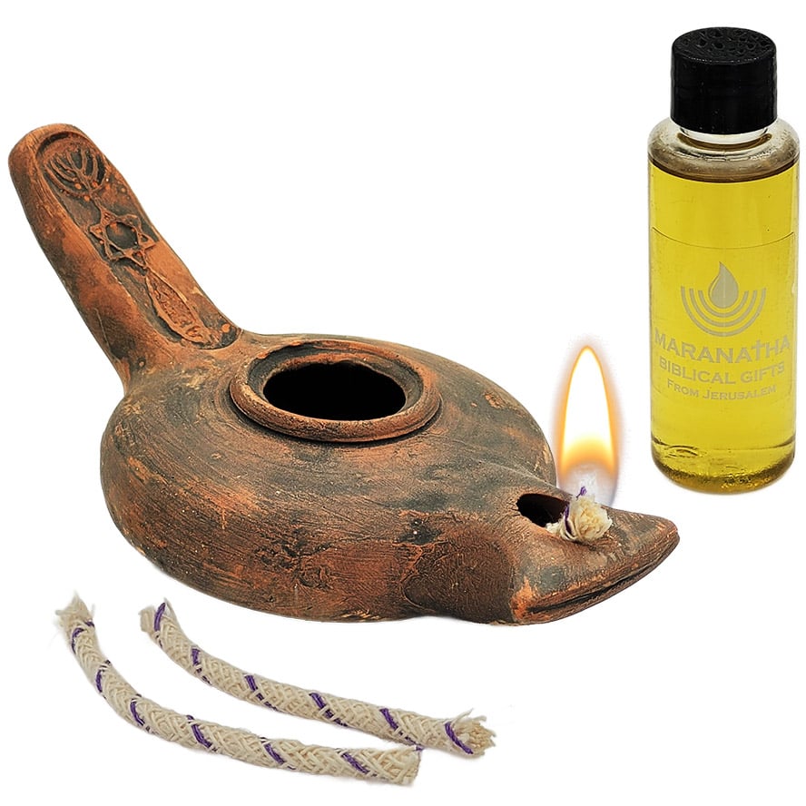 ‘Grafted In’ clay lamp with Jerusalem Oil – Antiquity Style