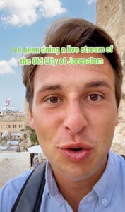 Michael live streaming from Jerusalem on TikTok