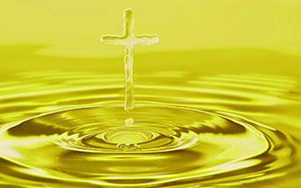 Anointing oil pool with cross