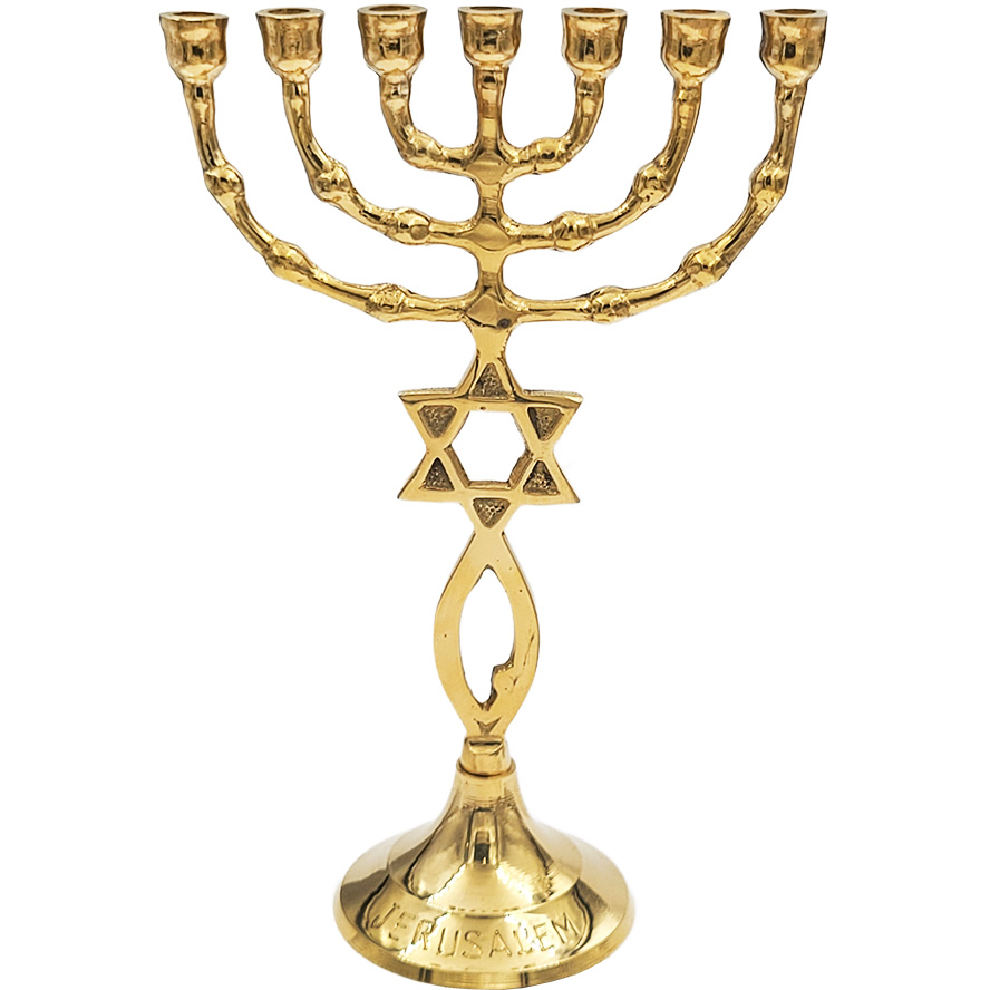 Messianic 'Grafted in' Polished Brass Menorah - Direct from Jerusalem - 8"