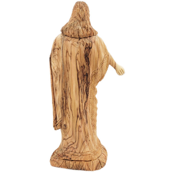 'Come to Jesus' Detailed Olive Wood Carving - back view
