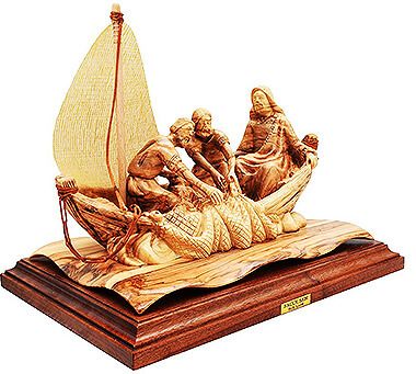 Olive Wood Boat with Jesus