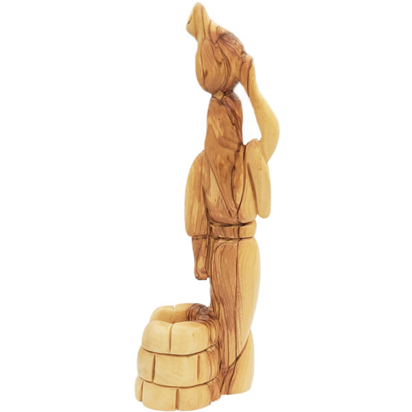 'The Woman at The Well' Olive Wood Statue - back view