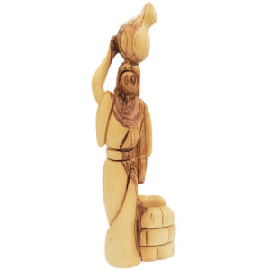 Woman at the Well - Faceless Olive Wood Figure made in Israel - 9"