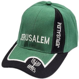 'Jerusalem' Baseball Cap with Menorah in Green and Black