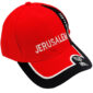 'Jerusalem' Baseball Cap with Menorah in Red and Black (left view)