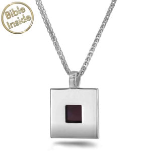 Nano 'Bible Inside' Sterling Silver 'Minimalist' Square Necklace - Made in Israel