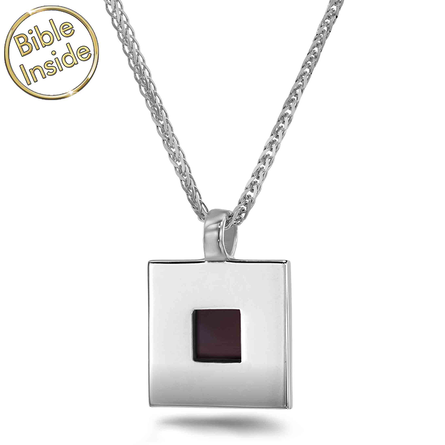 Nano ‘Bible Inside’ Sterling Silver ‘Minimalist’ Square Necklace – Made in Israel