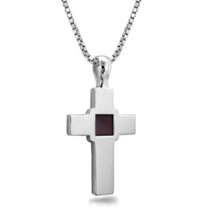 Nano 'Bible Inside' Sterling Silver Cross Necklace - Made in Israel (with chain)