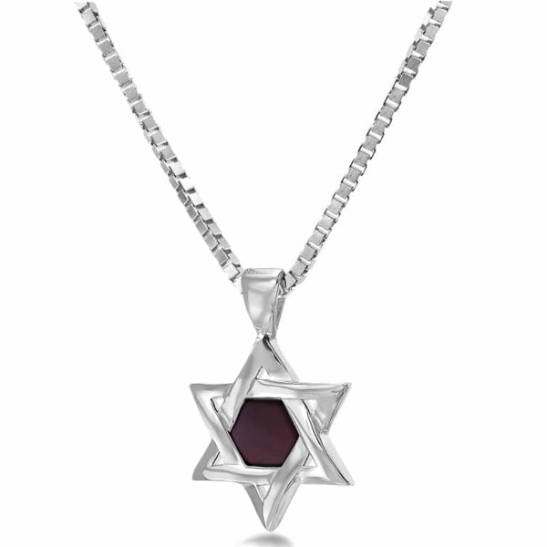 Nano 'Bible Inside' Sterling Silver Star of David Necklace - Made in Israel (with chain)