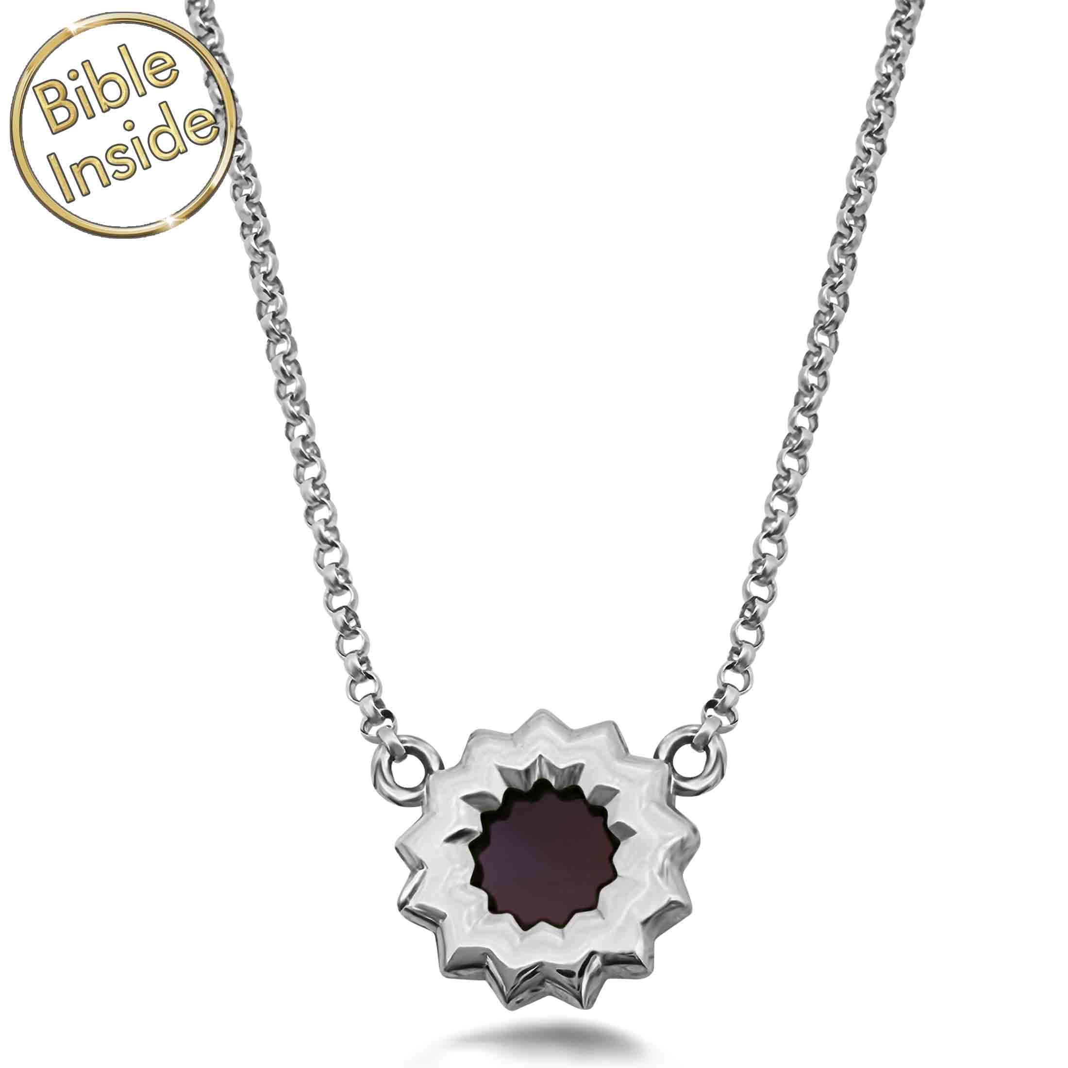 Nano ‘Bible Inside’ Sterling Silver ‘Flower of Love’ Necklace – Made in Israel