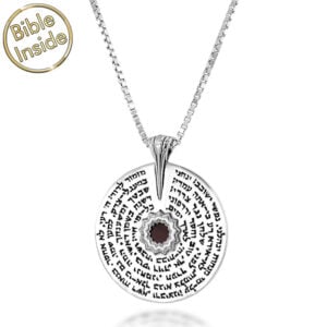 Nano 'Bible Inside' Sterling Silver 'Psalm 23' in Hebrew Wheel Necklace - with chain