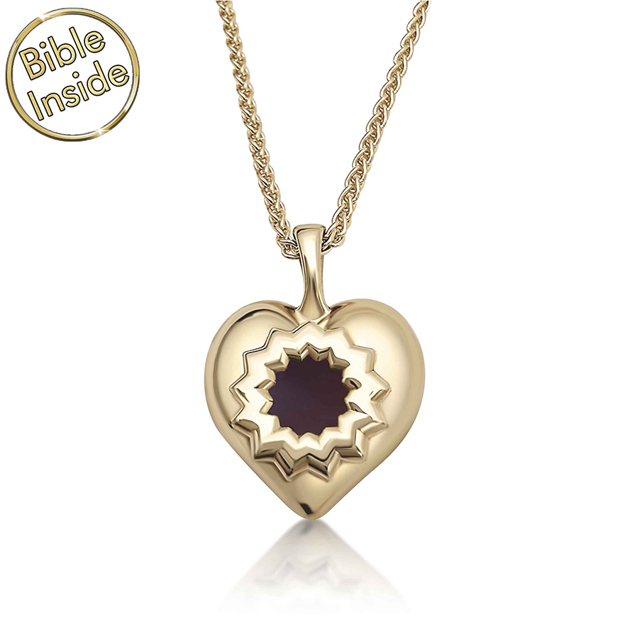Nano Bible inside a 14k Gold ‘The Heart of God’ Necklace – Made in Israel